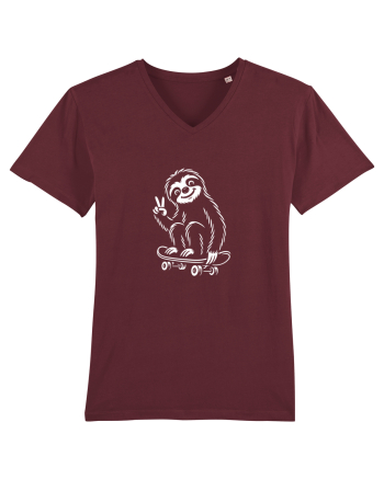 Leneș pe skateboard – ilustrație alb-negru cool Burgundy