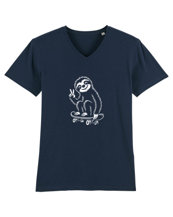 Leneș pe skateboard – ilustrație alb-negru cool French Navy