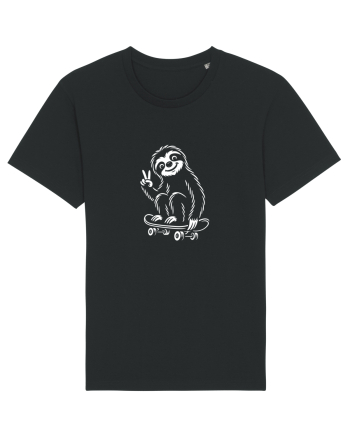 Leneș pe skateboard – ilustrație alb-negru cool Black