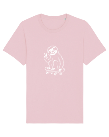 Leneș pe skateboard – ilustrație alb-negru cool Cotton Pink