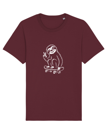 Leneș pe skateboard – ilustrație alb-negru cool Burgundy