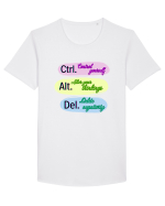 Ctrl+Alt+Del Tricou mânecă scurtă guler larg Bărbat Skater