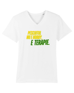 Pescuitul nu e hobby...e terapie  Tricou mânecă scurtă guler V Bărbat Presenter