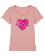 Happy  Tricou mânecă scurtă guler larg fitted Damă Expresser