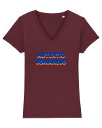 Autentic Romanesc  Tricou mânecă scurtă guler V Damă Evoker