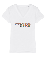 Tiger Tricou mânecă scurtă guler V Damă Evoker