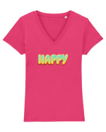 Happy  Tricou mânecă scurtă guler V Damă Evoker