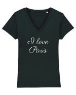 I love Paris  Tricou mânecă scurtă guler V Damă Evoker