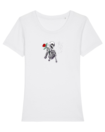 UNTIL DEATH SENDS US MEMES - schelet cu trandafir White