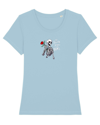 UNTIL DEATH SENDS US MEMES - schelet cu trandafir Sky Blue