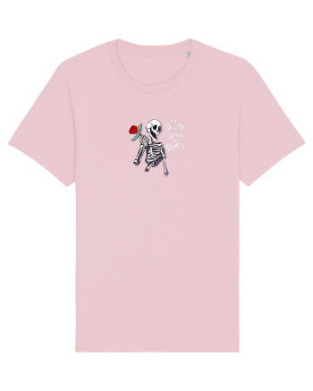 UNTIL DEATH SENDS US MEMES - schelet cu trandafir Cotton Pink