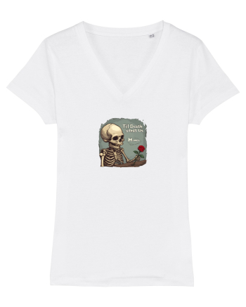 UNTIL DEATH SENDS US MEMES - schelet cu trandafir 2 White