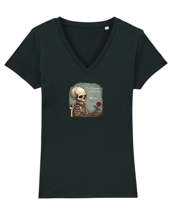 UNTIL DEATH SENDS US MEMES - schelet cu trandafir 2 Black