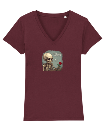 UNTIL DEATH SENDS US MEMES - schelet cu trandafir 2 Burgundy