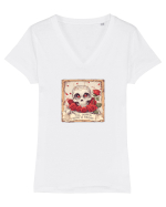 UNTIL DEATH SENDS US MEMES - schelet cu trandafiri 3 Tricou mânecă scurtă guler V Damă Evoker