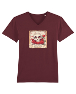 UNTIL DEATH SENDS US MEMES - schelet cu trandafiri 3 Tricou mânecă scurtă guler V Bărbat Presenter