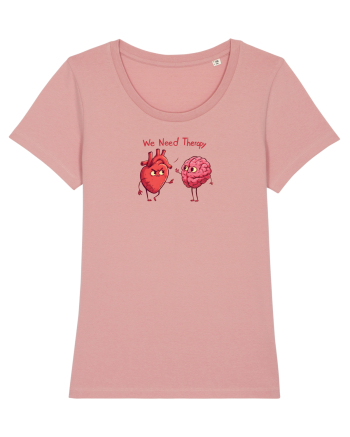 WE NEED THERAPY - AVEM NEVOIE DE TERAPIE - inima certata cu creierul Canyon Pink