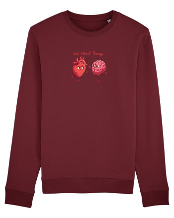 WE NEED THERAPY - AVEM NEVOIE DE TERAPIE - inima certata cu creierul Burgundy