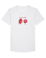 WE NEED THERAPY - AVEM NEVOIE DE TERAPIE - inima certata cu creierul Tricou mânecă scurtă guler larg Bărbat Skater