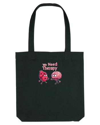 WE NEED THERAPY - AVEM NEVOIE DE TERAPIE - inima certata cu creierul 2 Black