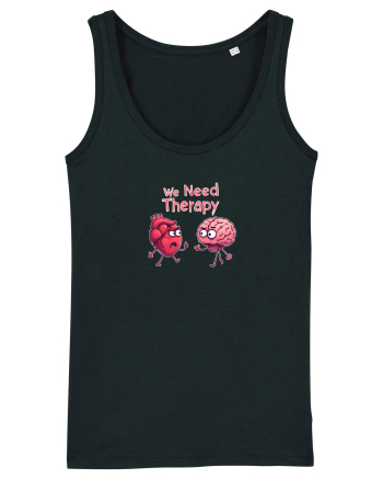 WE NEED THERAPY - AVEM NEVOIE DE TERAPIE - inima certata cu creierul 2 Black