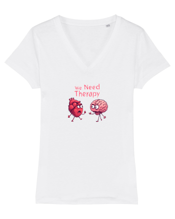 WE NEED THERAPY - AVEM NEVOIE DE TERAPIE - inima certata cu creierul 2 White