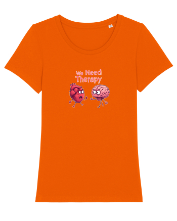 WE NEED THERAPY - AVEM NEVOIE DE TERAPIE - inima certata cu creierul 2 Bright Orange