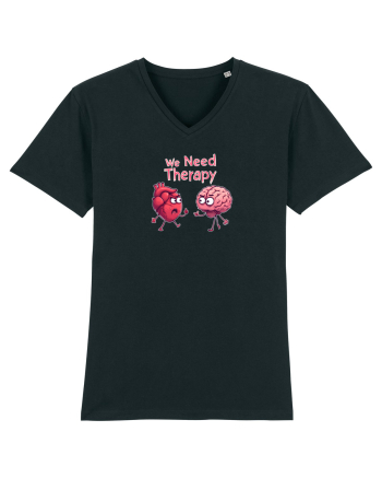 WE NEED THERAPY - AVEM NEVOIE DE TERAPIE - inima certata cu creierul 2 Black