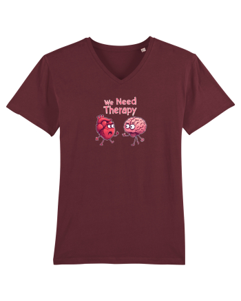 WE NEED THERAPY - AVEM NEVOIE DE TERAPIE - inima certata cu creierul 2 Burgundy