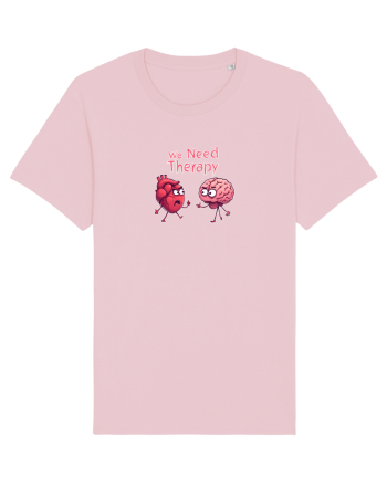 WE NEED THERAPY - AVEM NEVOIE DE TERAPIE - inima certata cu creierul 2 Cotton Pink