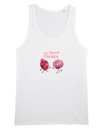 WE NEED THERAPY - AVEM NEVOIE DE TERAPIE - inima certata cu creierul 2 White