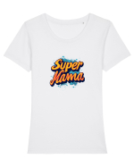 SUPER MAMA Tricou mânecă scurtă guler larg fitted Damă Expresser