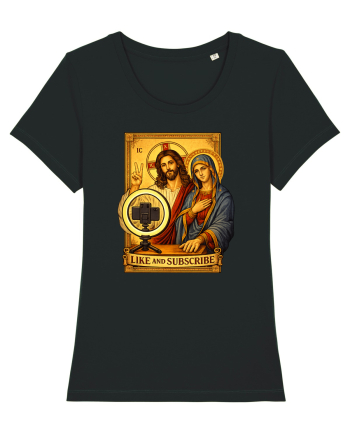 Funny Jesus Mary Influencer Black