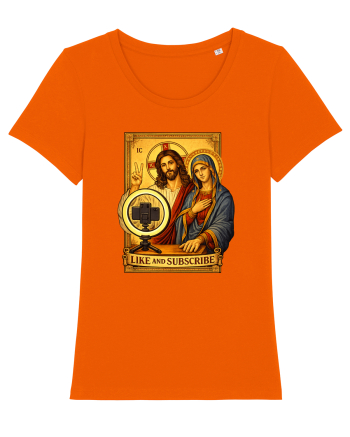 Funny Jesus Mary Influencer Bright Orange