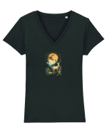 CERB CARPATIN - PRIMAVARA - MUNTI - BRAZI -SOARE 3 Tricou mânecă scurtă guler V Damă Evoker