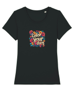 COLOR YOUR DAY - COLOREAZA-TI ZIUA - FLORI - PRIMAVARA Tricou mânecă scurtă guler larg fitted Damă Expresser