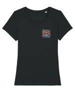 FLOWER BABE - FATA CU FLORI - lateral Tricou mânecă scurtă guler larg fitted Damă Expresser