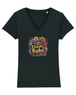 FLOWER BABE - FATA CU FLORI  Tricou mânecă scurtă guler V Damă Evoker