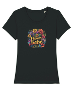 FLOWER BABE - FATA CU FLORI  Tricou mânecă scurtă guler larg fitted Damă Expresser