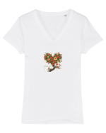 SPRING IS HERE - PRIMAVARA E AICI -  INIMA POM Tricou mânecă scurtă guler V Damă Evoker