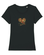 SPRING IS HERE - PRIMAVARA E AICI -  INIMA POM Tricou mânecă scurtă guler larg fitted Damă Expresser