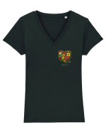 SPRING IS HERE - PRIMAVARA E AICI -  INIMA din FLORI 2 - lateral Tricou mânecă scurtă guler V Damă Evoker