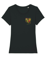 SPRING IS HERE - PRIMAVARA E AICI -  INIMA din FLORI 2 - lateral Tricou mânecă scurtă guler larg fitted Damă Expresser