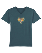 SPRING IS HERE  - PRIMAVARA E AICI -  INIMA din FLORI 3 Tricou mânecă scurtă guler V Bărbat Presenter