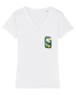 PRIMAVARA FLORI PEISAJ MUNTE - lateral 2 Tricou mânecă scurtă guler V Damă Evoker