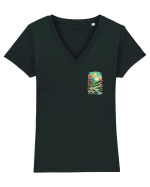 PRIMAVARA FLORI PEISAJ MUNTE - lateral 3 Tricou mânecă scurtă guler V Damă Evoker