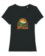 PRIMAVARA FLORI PEISAJ MUNTE 5 Tricou mânecă scurtă guler larg fitted Damă Expresser