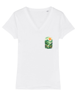 PRIMAVARA FLORI PEISAJ MUNTE -  lateral 2 Tricou mânecă scurtă guler V Damă Evoker