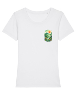 PRIMAVARA FLORI PEISAJ MUNTE -  lateral 2 Tricou mânecă scurtă guler larg fitted Damă Expresser