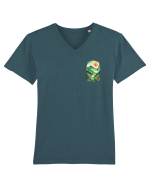 PRIMAVARA FLORI PEISAJ MUNTE -  lateral 2 Tricou mânecă scurtă guler V Bărbat Presenter